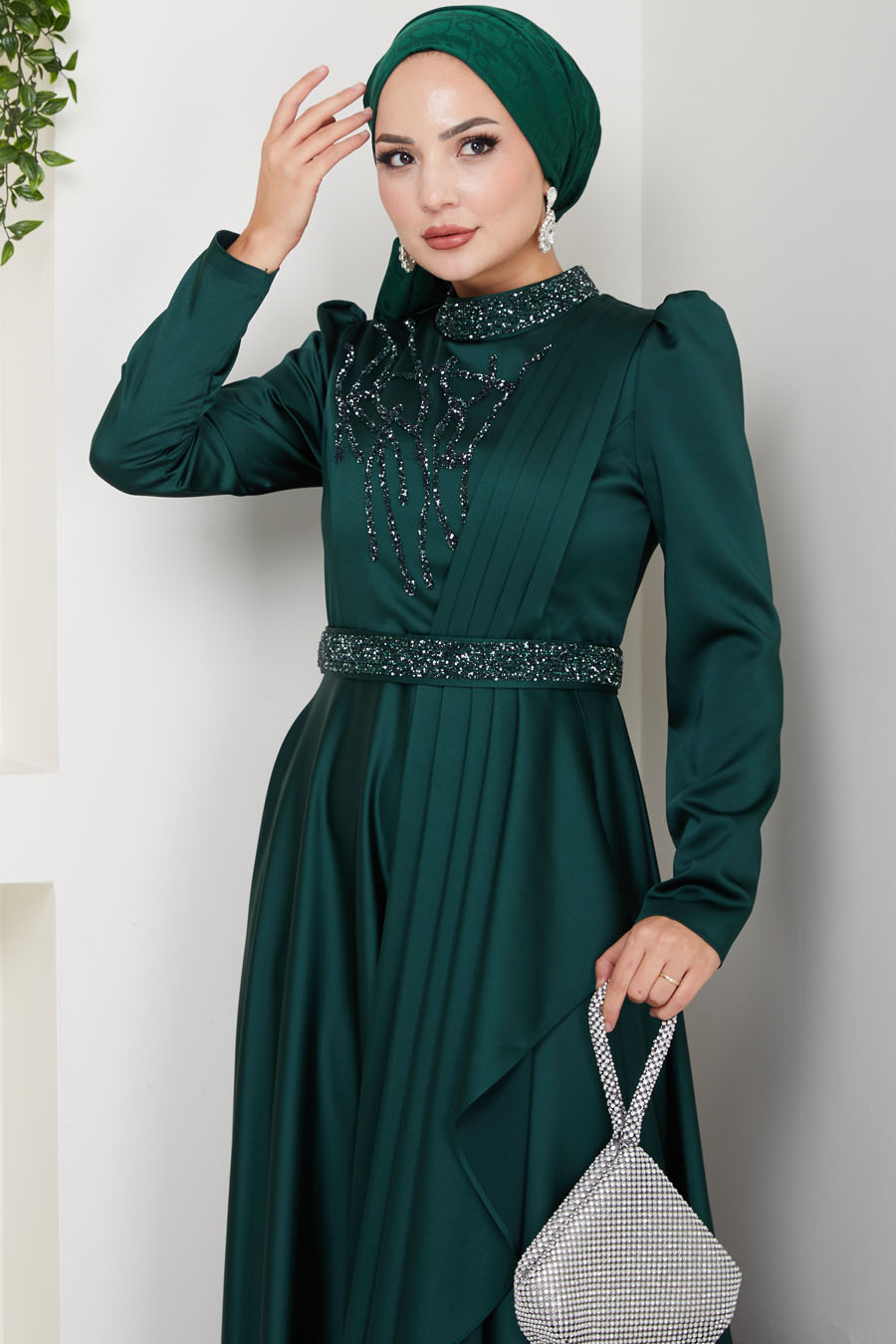 Taş Detaylı Abiye Elbise -YEŞİL Taş Detaylı Abiye Elbise -YEŞİL