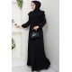 Güpürlü Tesettür Elbise - Siyah