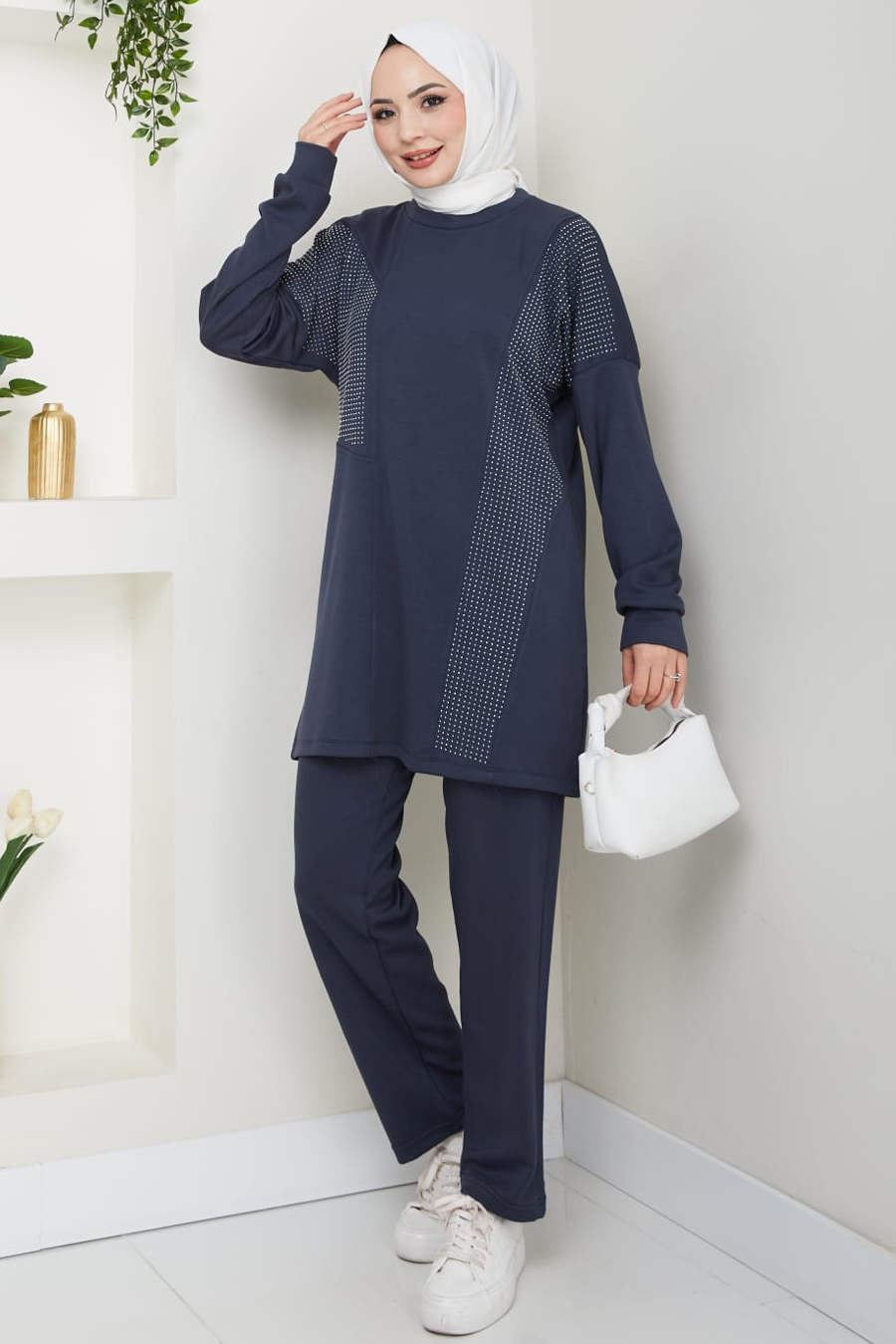Pantolon Tunik İkili Tesettür Takım - ANTRASİT
