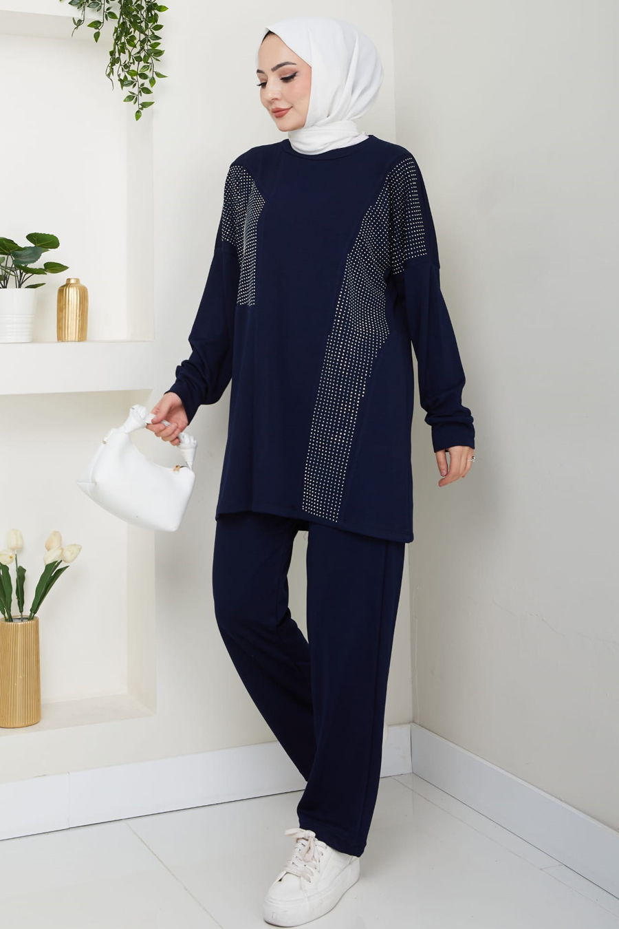 Pantolon Tunik İkili Tesettür Takım - LACİVERT