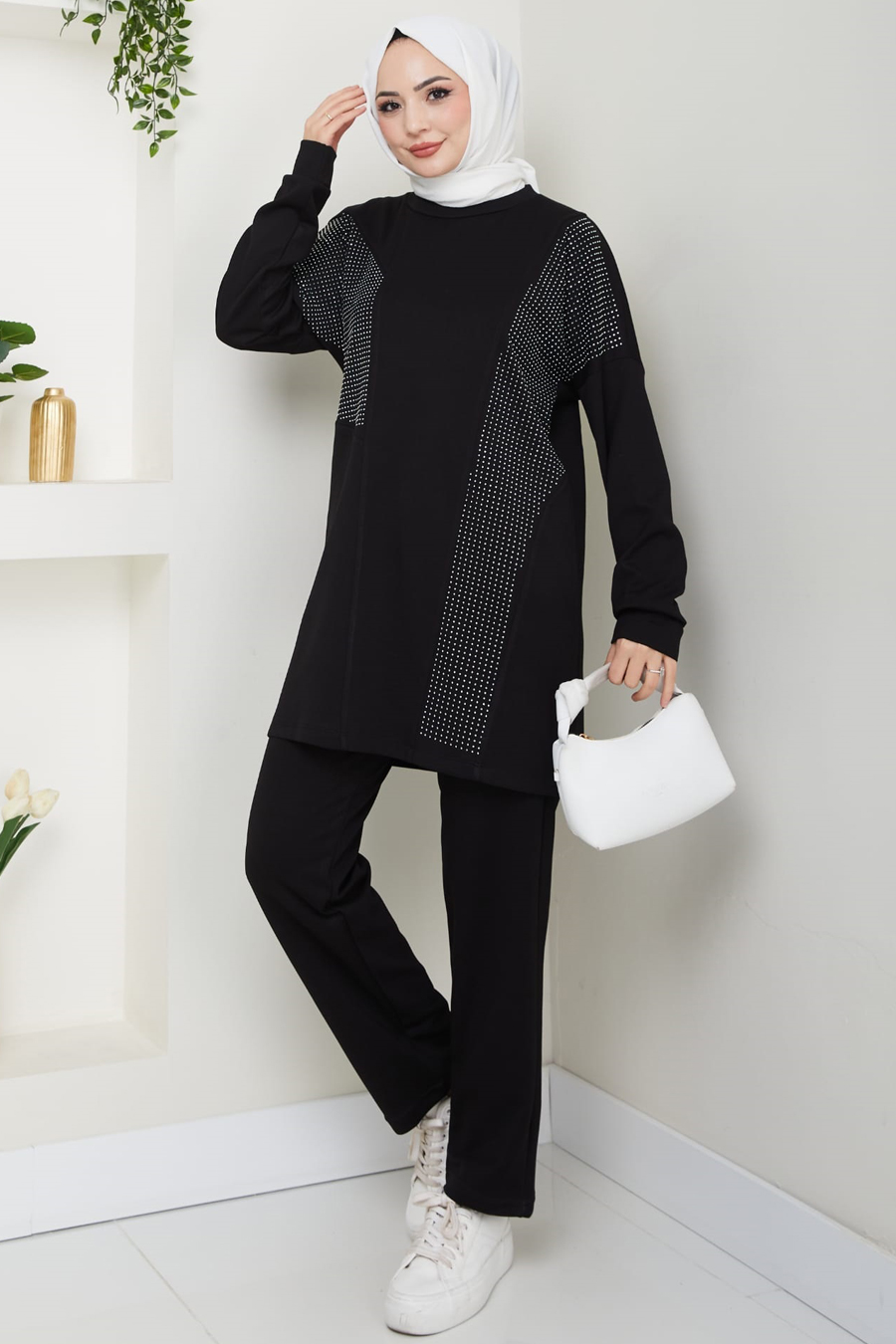 Pantolon Tunik İkili Tesettür Takım - SİYAH