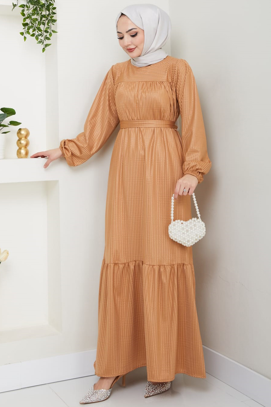 Tesettür Elbise - GOLD