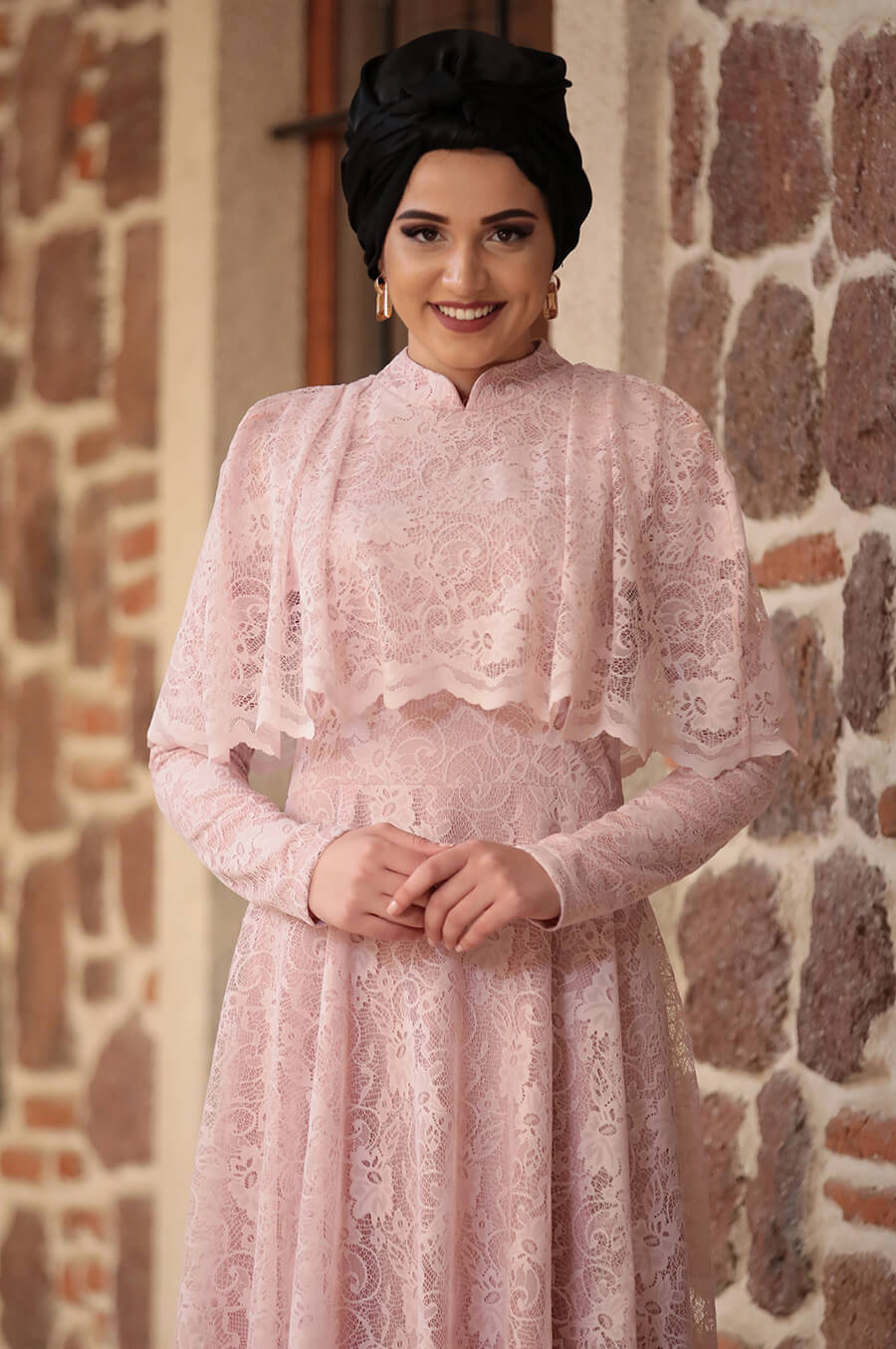 Piennar - Adevya Elbise - Pudra Tesettür Elbise
