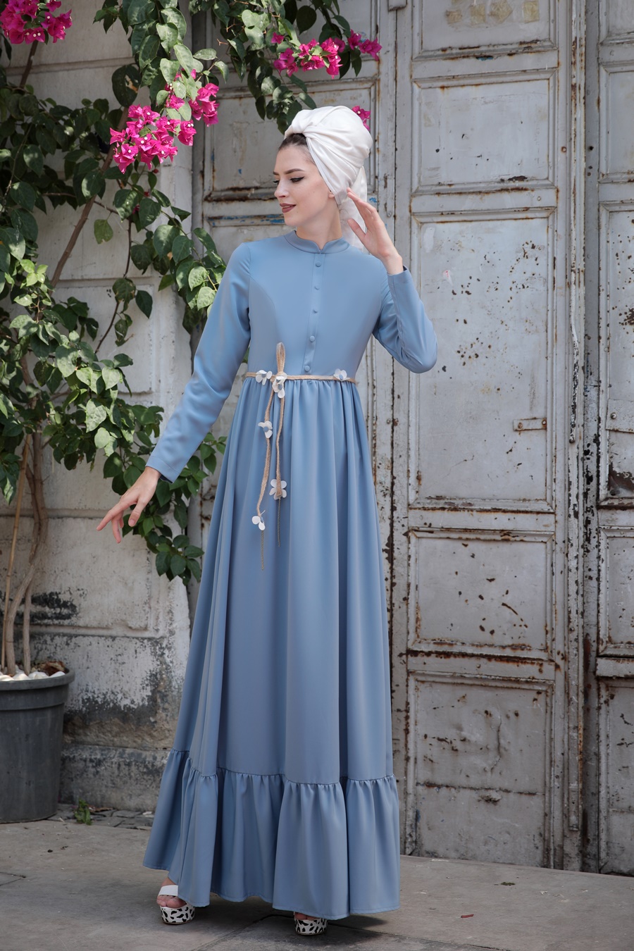 Selma Sarı - Bahar Elbise - Bebe Mavisi