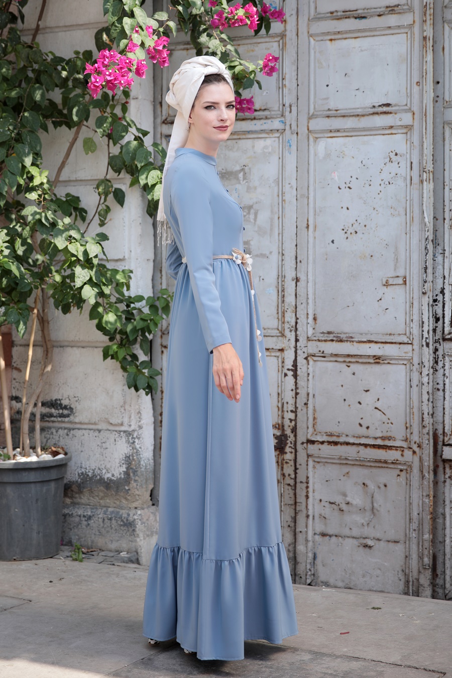Selma Sarı - Bahar Elbise - Bebe Mavisi