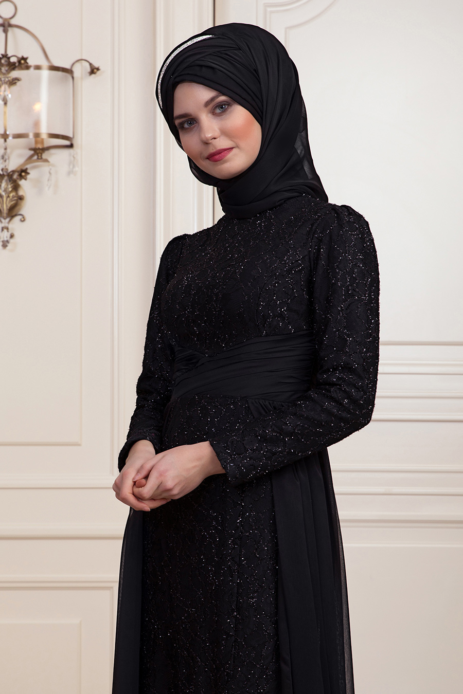 An-Nahar - Benay Tesettür Abiye Elbise - Siyah