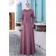 Ayliz İnci Detaylı Tesettür Elbise - Gül Kurusu