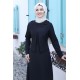Ayliz İnci Detaylı Tesettür Elbise - Siyah 