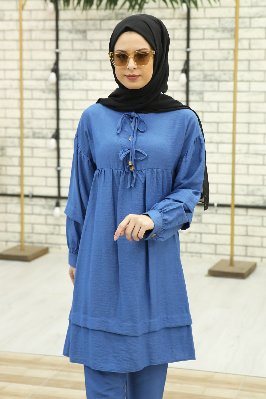 Tunic and Pant Suit - Indigo Color 