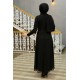 Beli Taş Detaylı Tesettür Abiye Elbise - Siyah