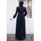 Taş Detaylı Tesettür Abiye Elbise -Siyah