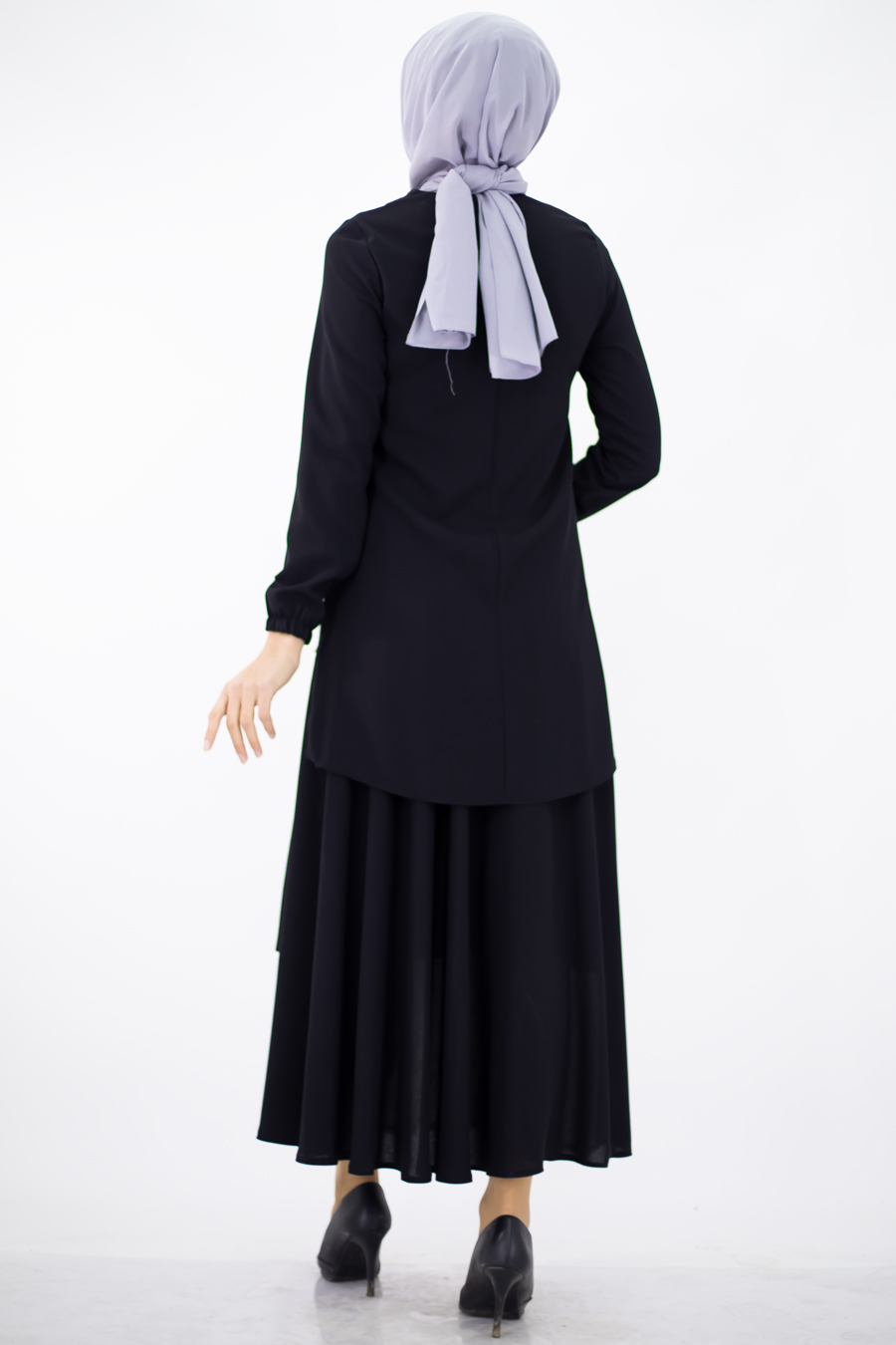 Tunic and Skirt Suit - Black