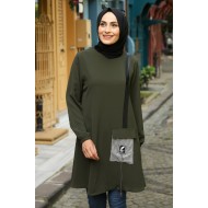 Cep Detaylı Tunik - Haki