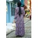 Çiçek Desenli Tesettür Elbise - Mor