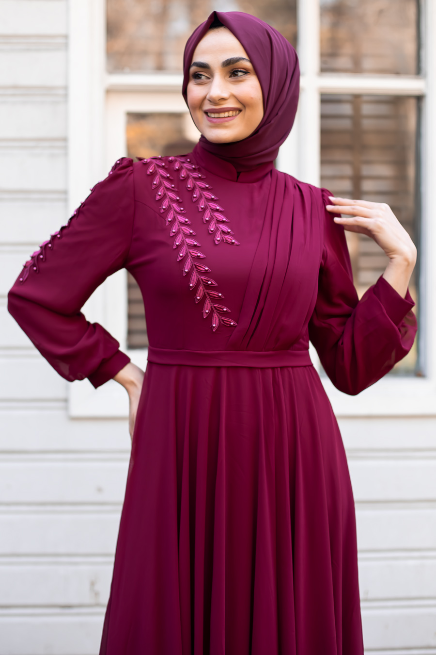 Evening Dress - Claret Red