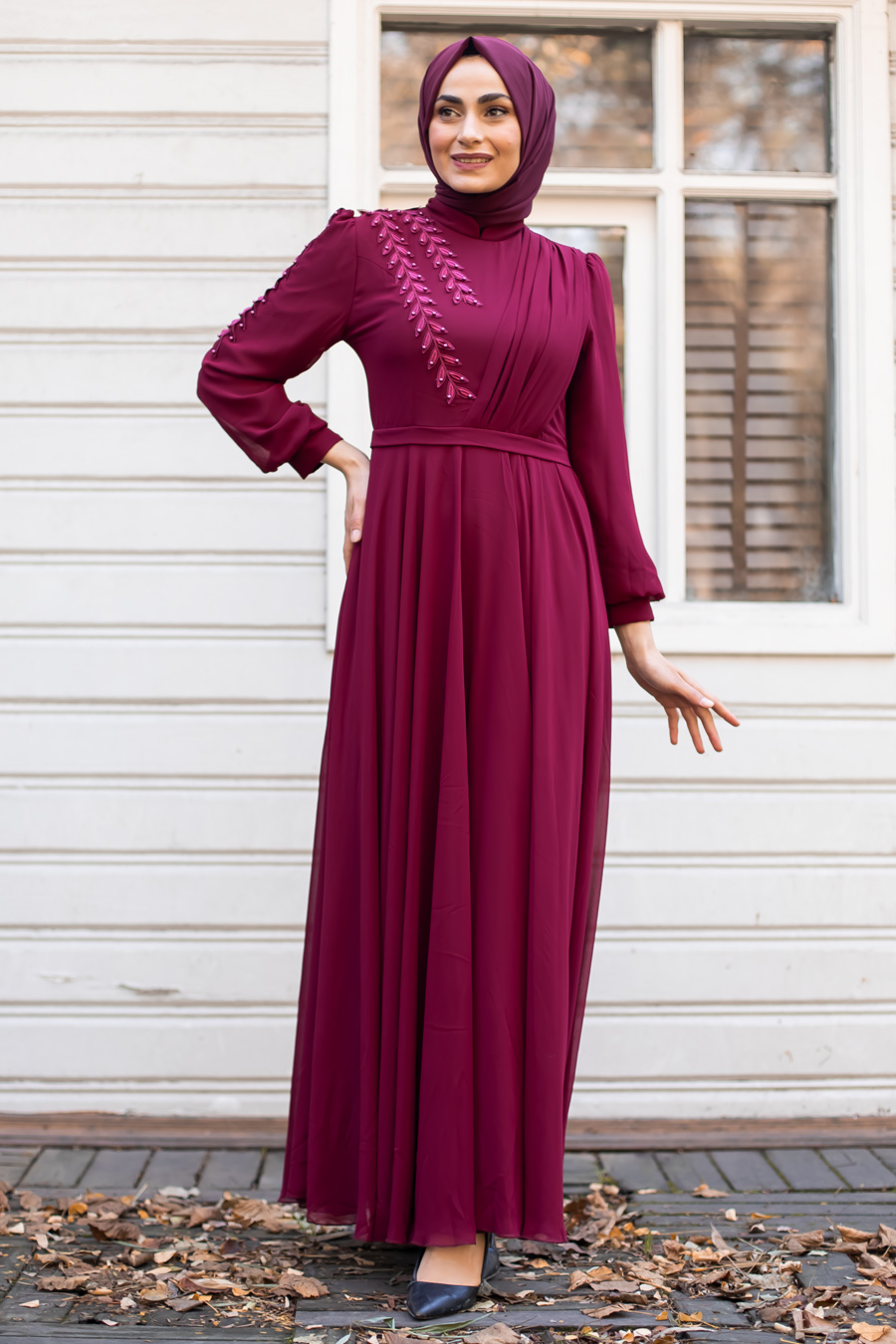 Evening Dress - Claret Red