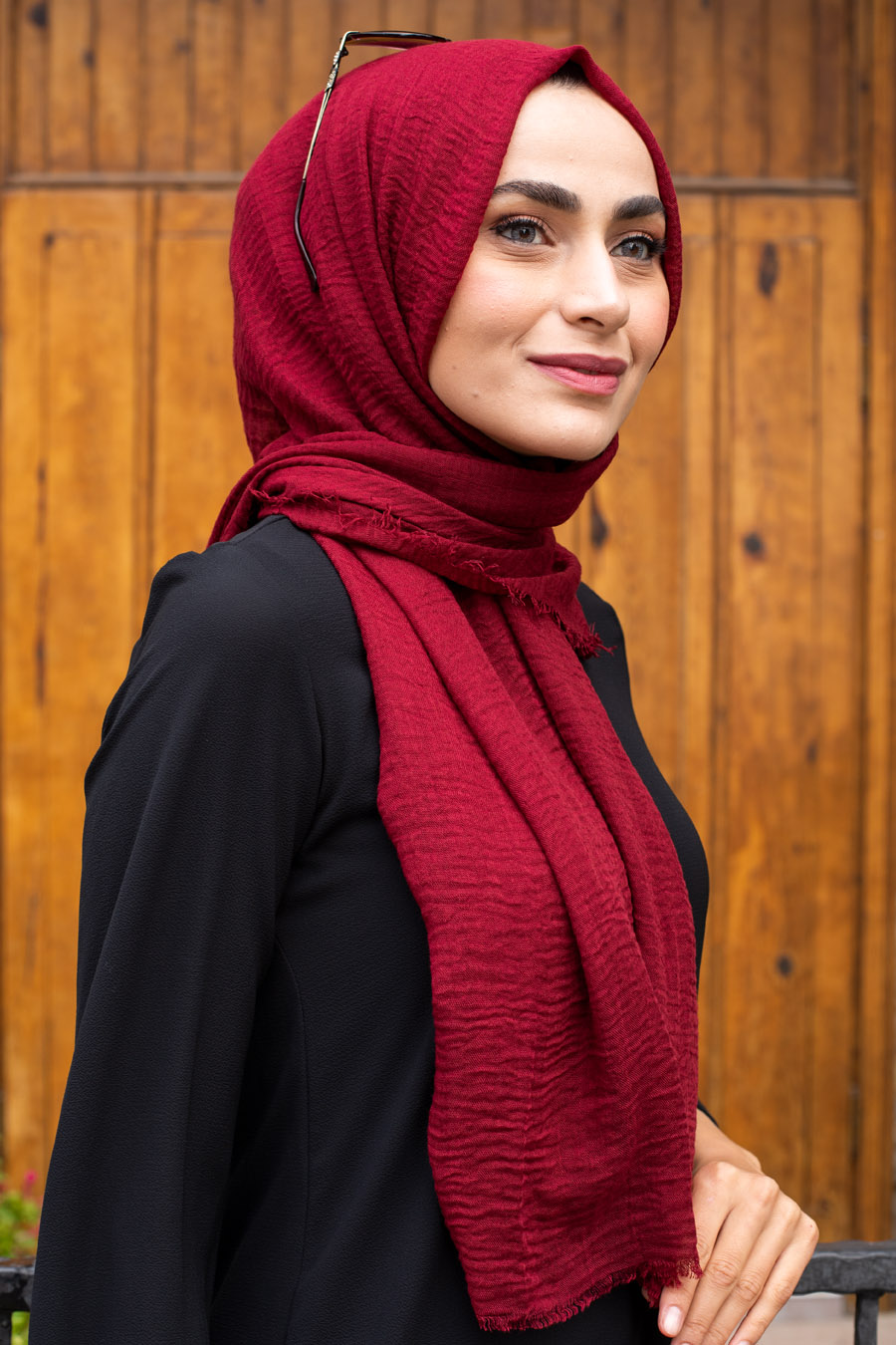 Crepe Shawl - Claret Red