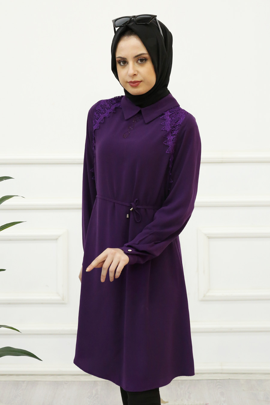 Dantelli Tunik - Mor