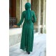 Dantelli Tesettür Elbise - Yeşil