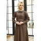 Desenli Bordo Tesettür Elbise - 2468BR Desenli Bordo Tesettür Elbise - 2468BR