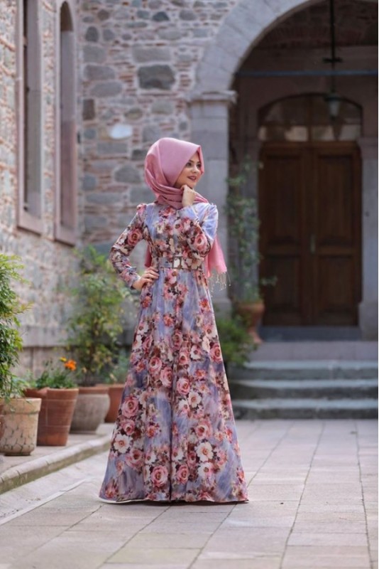 Pınar Şems - Tual Lila Tesettür Elbise Pınar Şems - Tual Lila Tesettür Elbise