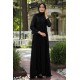 Eteği Fırfırlı Pul Payet Detaylı Tesettür Elbise - Siyah