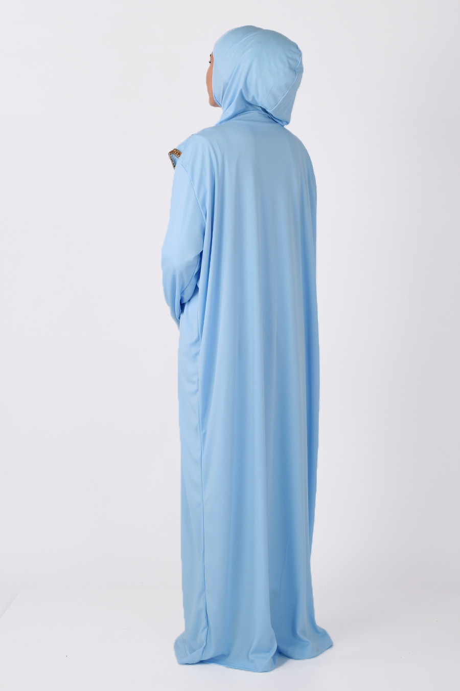 Fermuarlı Namaz Elbisesi - Bebe Mavisi 