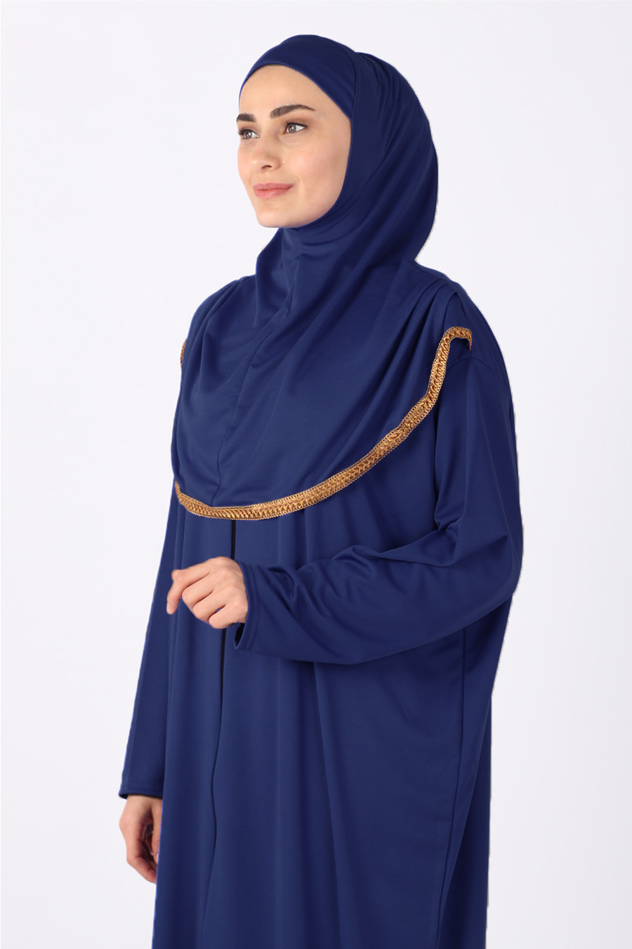 Fermuarlı Namaz Elbisesi - Saks Fermuarlı Namaz Elbisesi - Saks