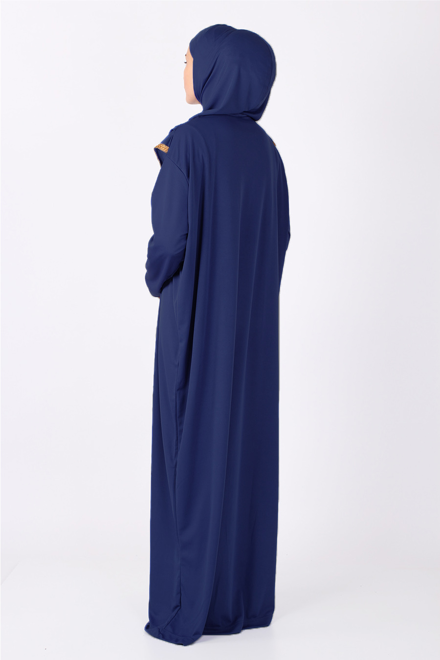 Fermuarlı Namaz Elbisesi - Saks Fermuarlı Namaz Elbisesi - Saks
