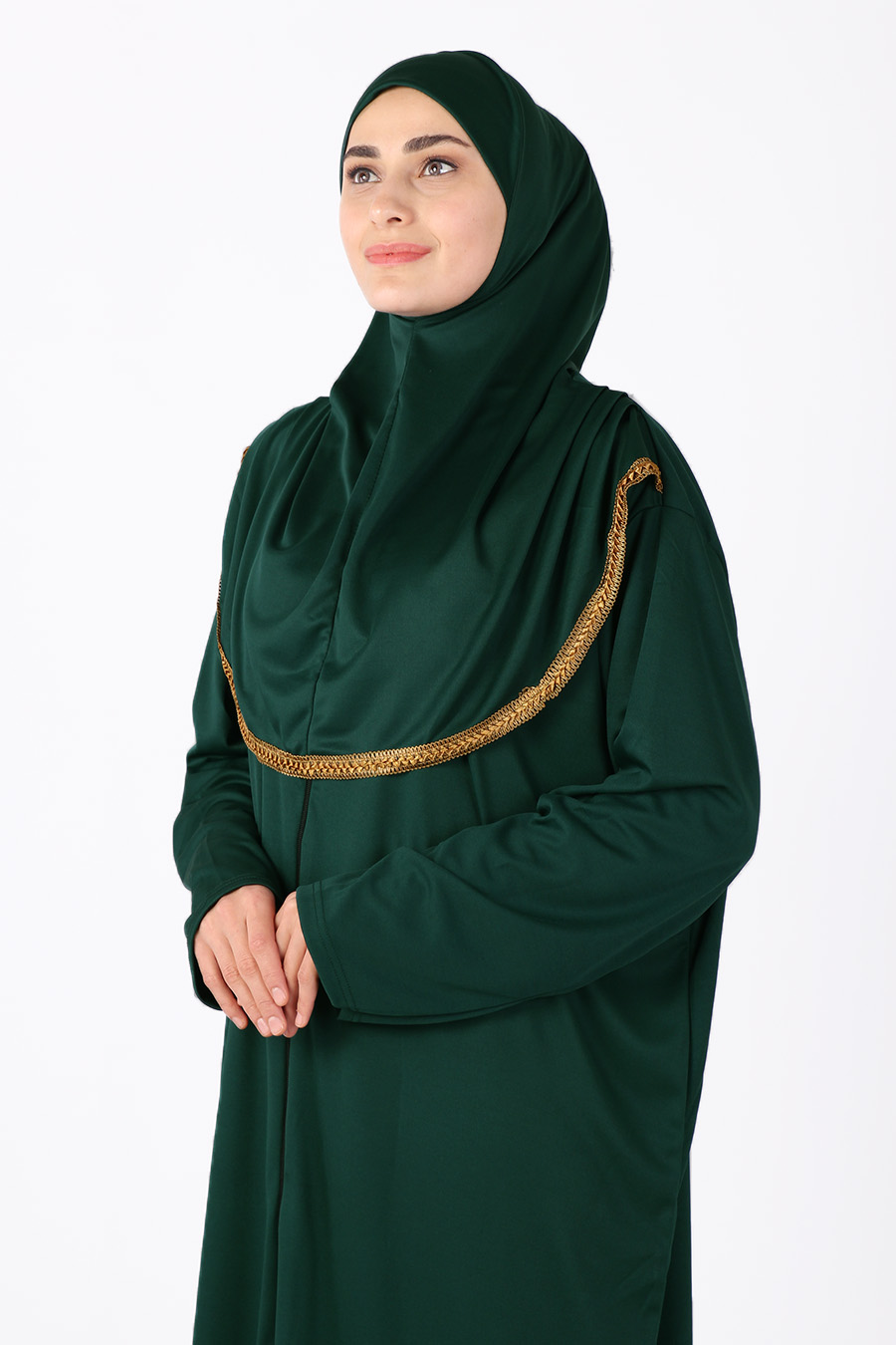 Fermuarlı Namaz Elbisesi - Yeşil