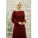 Fırfırlı Tesettür Elbise - Bordo Fırfırlı Tesettür Elbise - Bordo