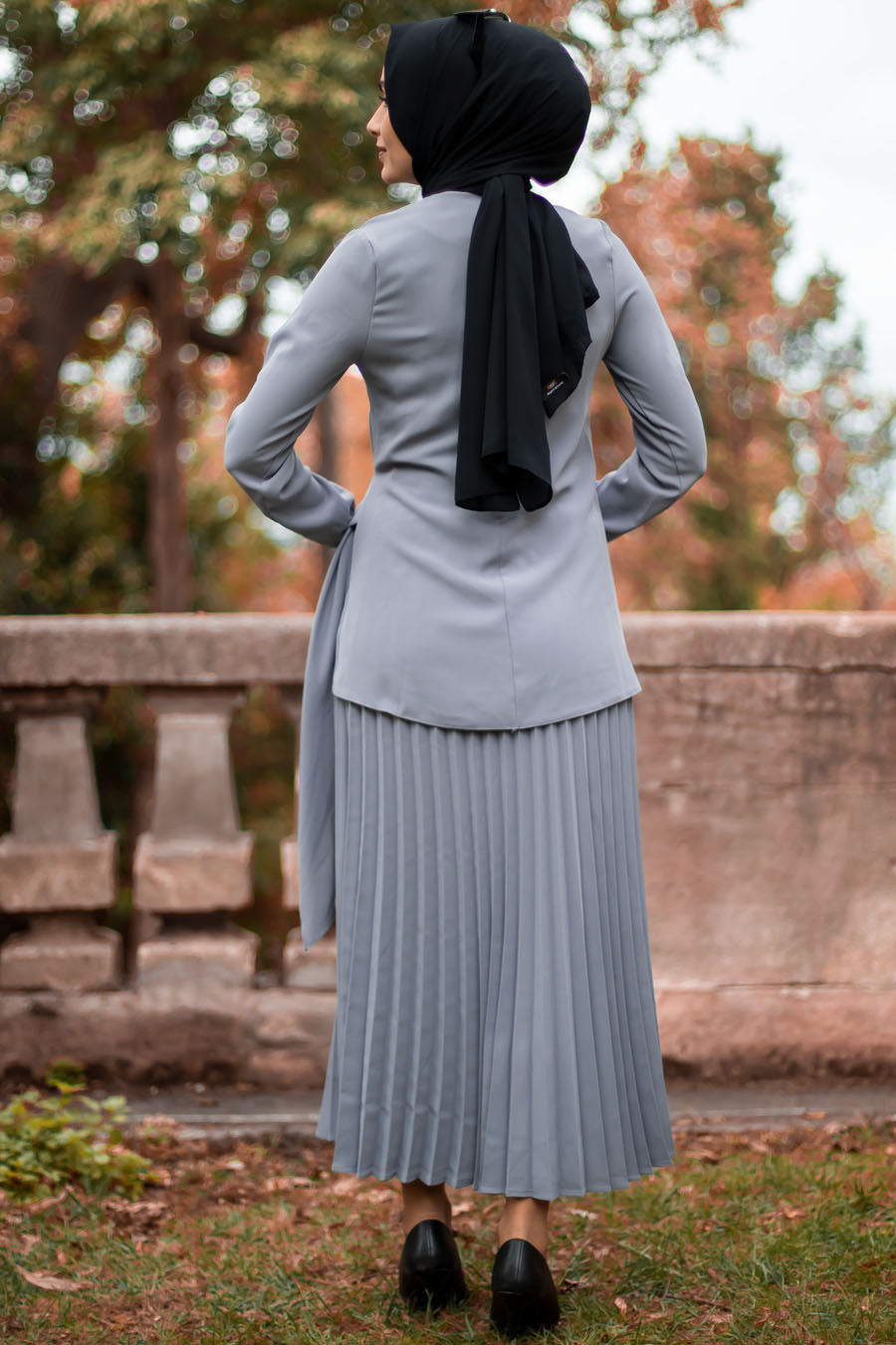 Tunic and Skirt Suit - Grey