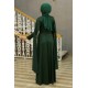 Güpürlü ve İnci Detaylı Tesettür Abiye Elbise - Yeşil 