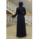 İnci Detaylı Tesettür Abiye Elbise - Lacivert