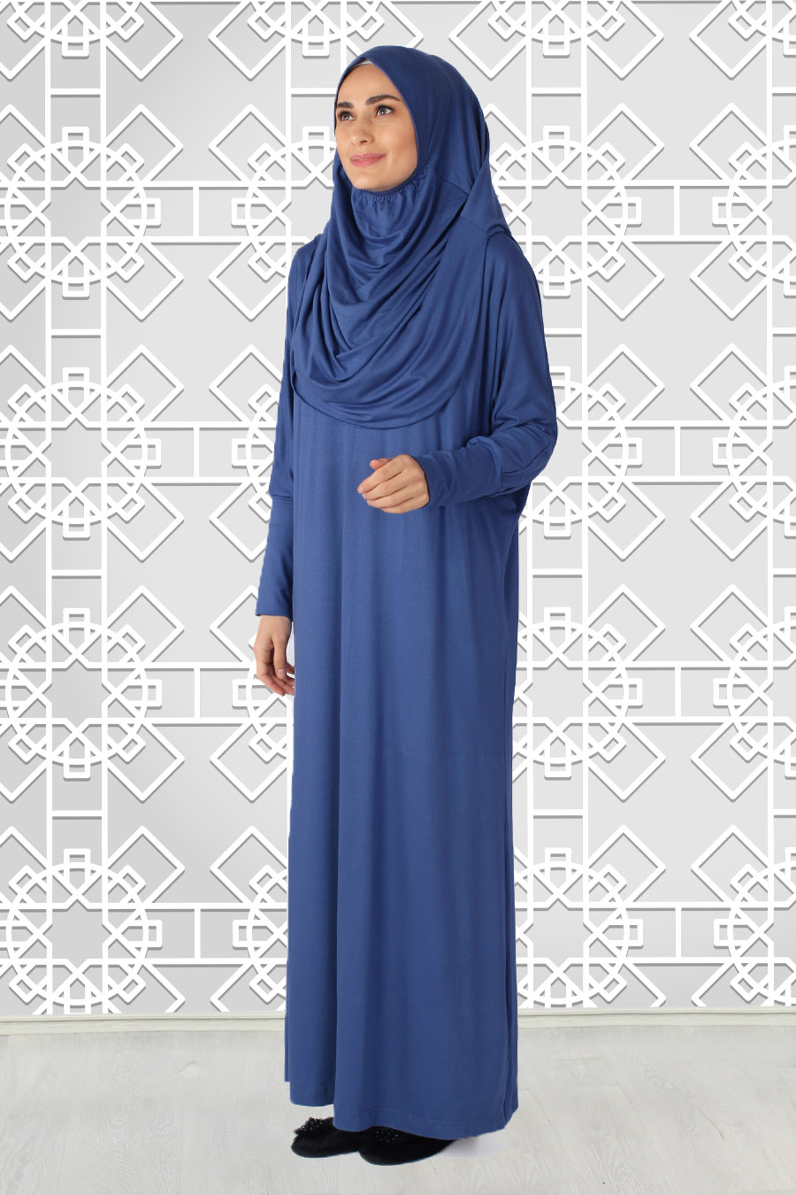 Yarasa Kol Namaz Elbisesi  - İndigo