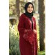 İşleme Detaylı Taşlı Abaya - Bordo