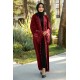 İşleme Detaylı Taşlı Abaya - Bordo