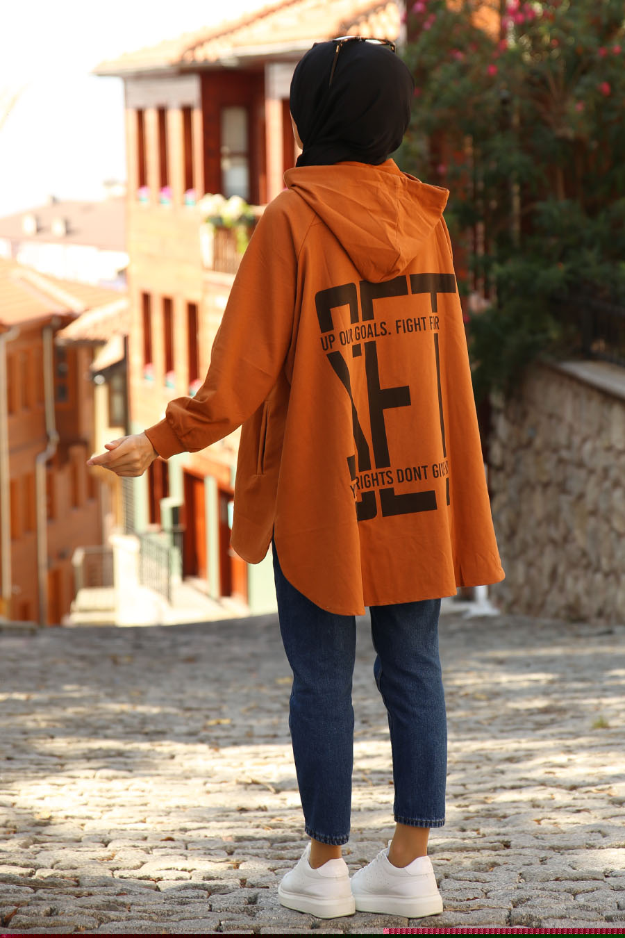 Kapüşonlu Tunik - Kiremit 