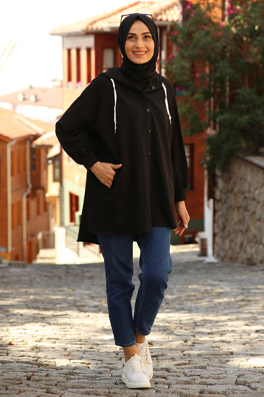 Kapüşonlu  Tunik - Siyah