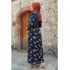 Kemer Detaylı Çiçekli Elbise - Lacivert
