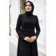Kemerli Şifon Tesettür Abiye Elbise - Siyah