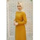 Kemerli Tesettür Elbise - Hardal