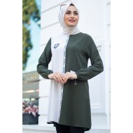 Yazı Detaylı Tunik - Haki