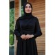 Kloş Model Tesettür Abiye Elbise - Siyah