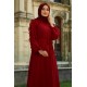Kolları Fırfırlı Tesettür Abiye Elbise - Bordo