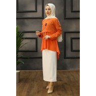 Blouse and Skirt Suit - Orange