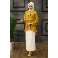 Blouse and Skirt Suit - Mustard