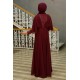 Kolye Detaylı Tesettür Abiye Elbise - Bordo Kolye Detaylı Tesettür Abiye Elbise - Bordo