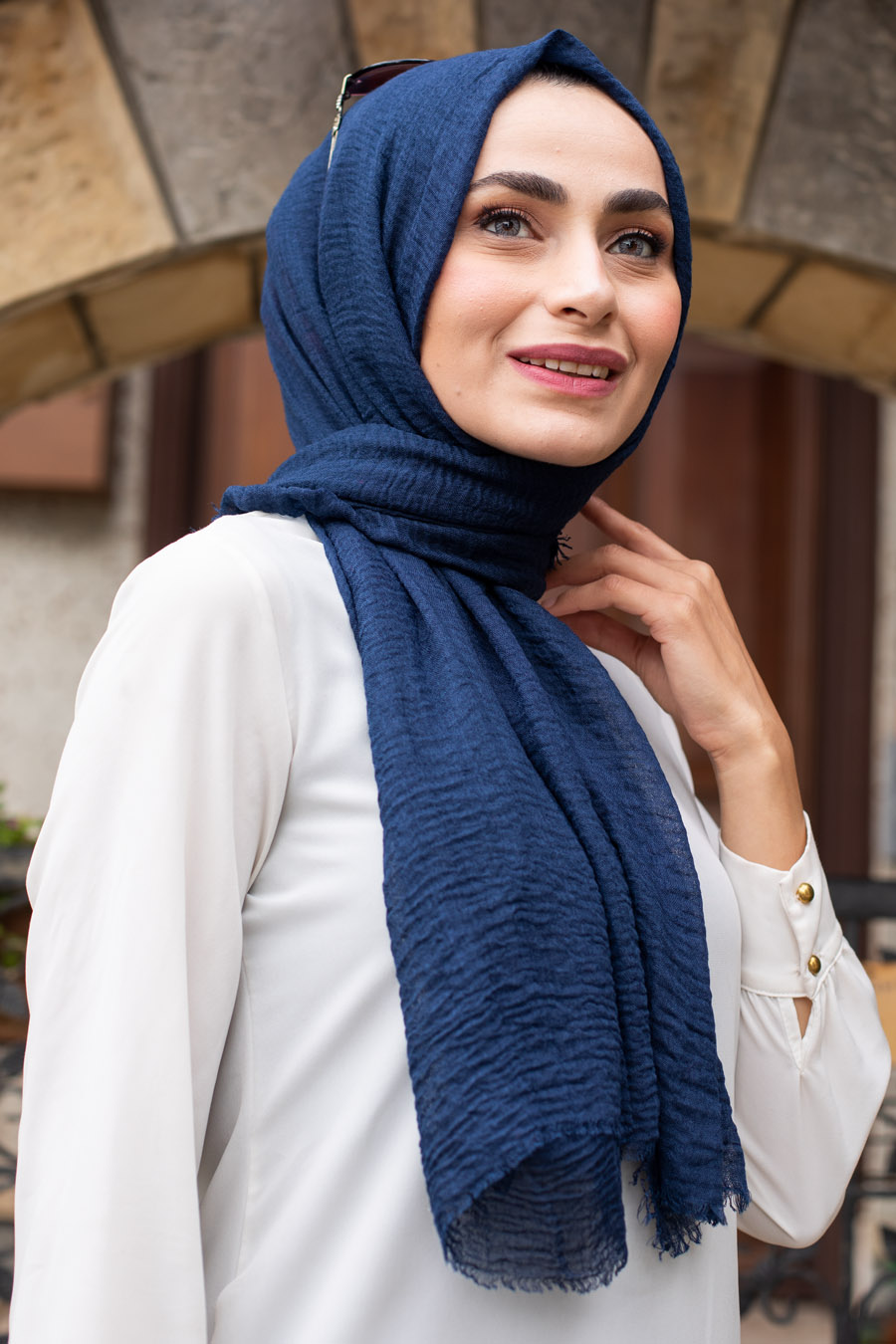 Crepe Shawl - Navy Blue