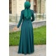 Önü Fırfırlı Tesettür Abiye Elbise - Yeşil